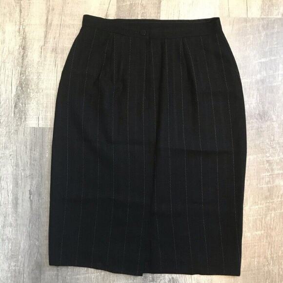 Giorgio Armani Le Collezioni Womens Black Pinstriped Pencil Skirt Sz 6 - Picture 10 of 12